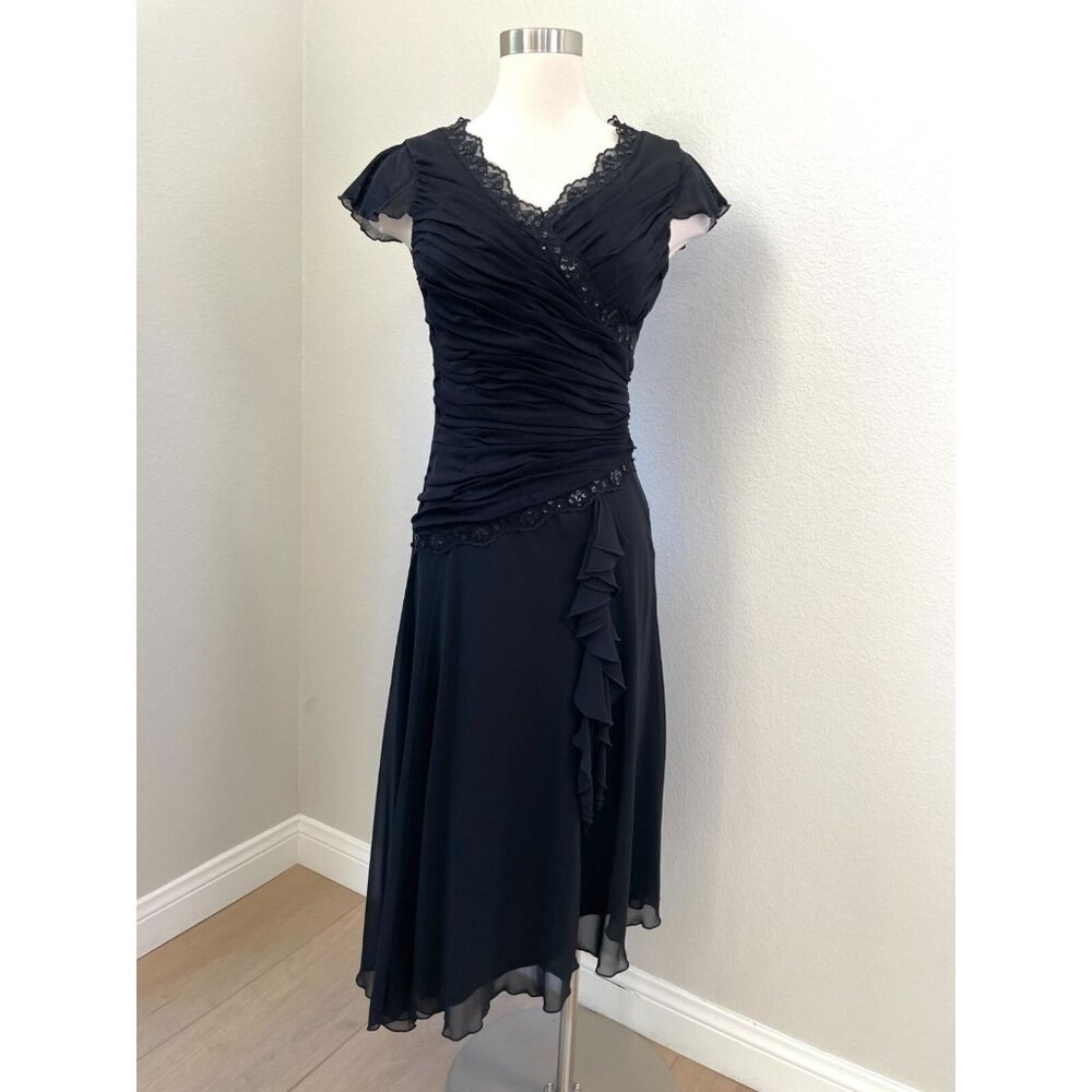Vintage Y2K Sangria Womens‎ 6 Black Ruched Bodice Midi Dress Whimsigoth Fairy
